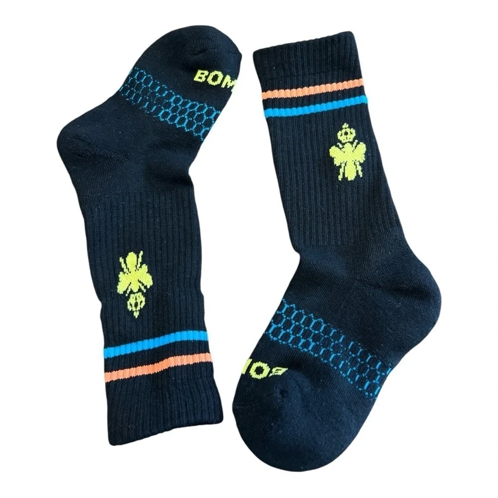 Bombas Youth Crew Socks with Neon Accents size XS